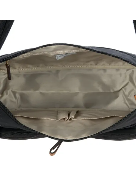 Brics Medium shoulder bag with three zipped pockets black
