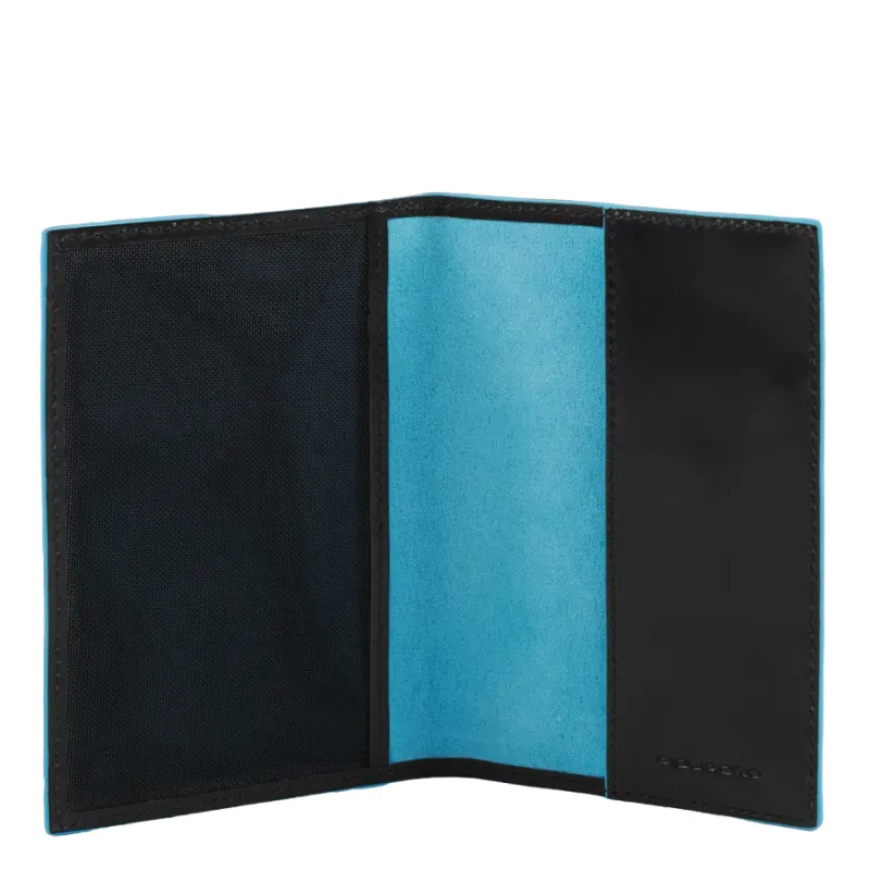 Piquadro Blue Square leather passport wallet black