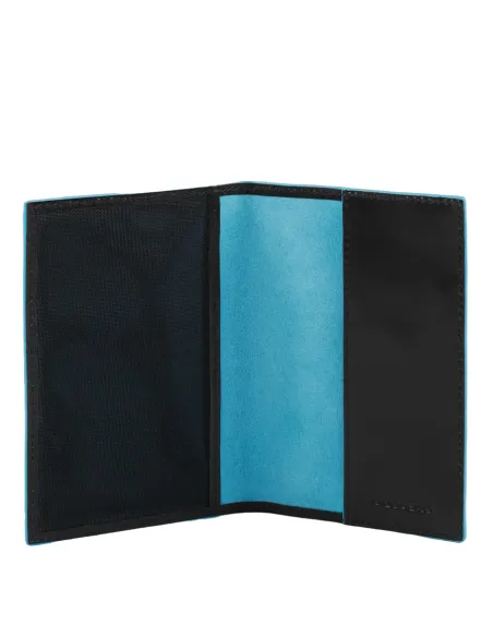 Porta passaporto in pelle Piquadro Blue Square nero