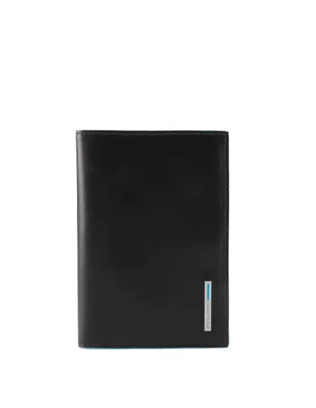 Piquadro Blue Square leather passport wallet black