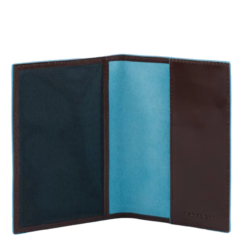 Piquadro Blue Square leather passport wallet dark brown