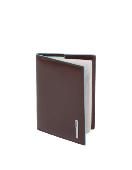 Piquadro Blue Square leather passport wallet dark brown
