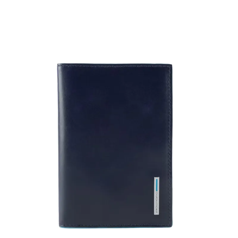 Piquadro Blue Square leather passport wallet blue 2