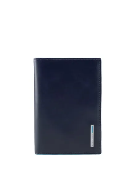 Piquadro Blue Square leather passport wallet blue