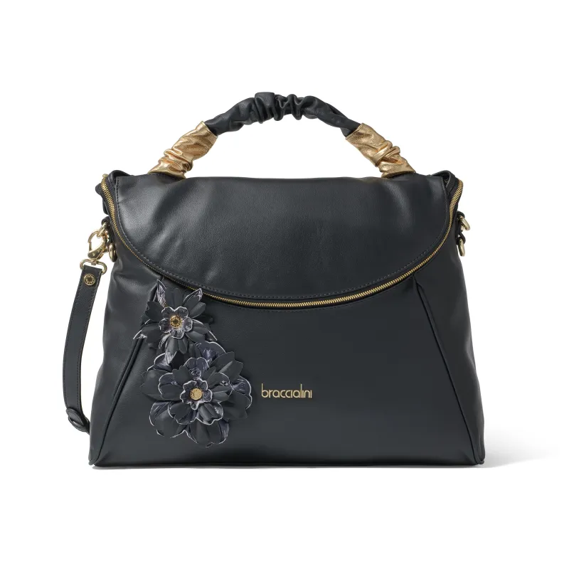 Borsa a mano in pelle Braccialini Sara nero