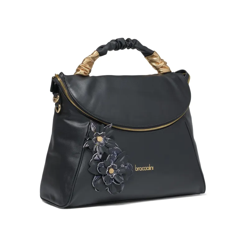 Borsa a mano in pelle Braccialini Sara nero 2