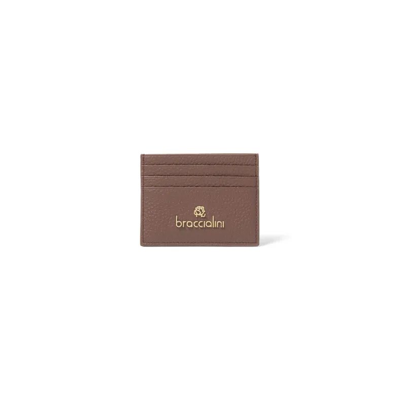 Braccialini credit card case dark brown