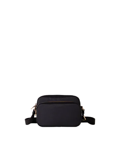 Borsa a tracolla piccola con tasca frontale Borbonese nera