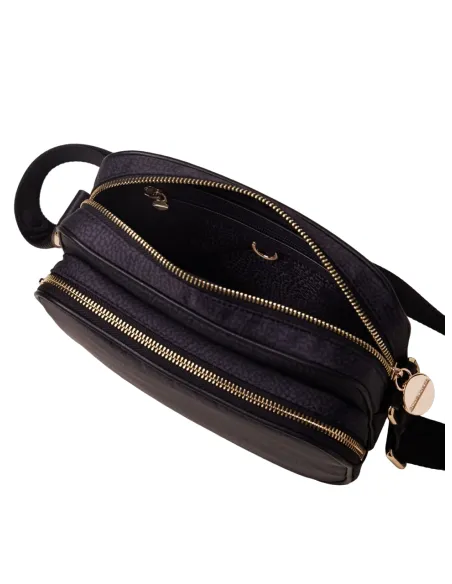 Borsa a tracolla piccola con tasca frontale Borbonese nera