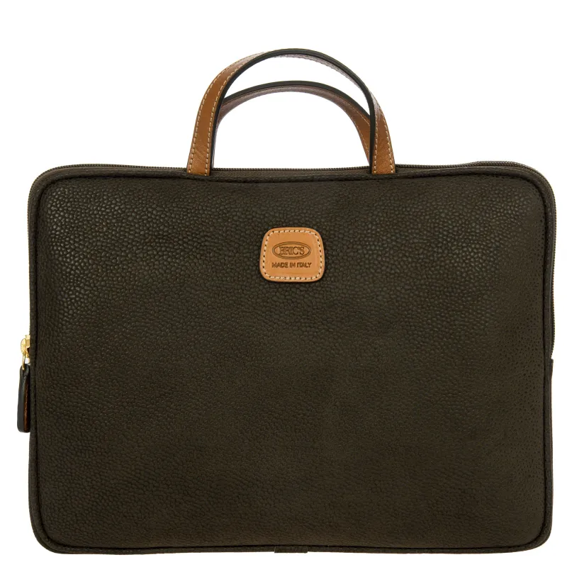Slim 14" laptop briefcase Life olive green