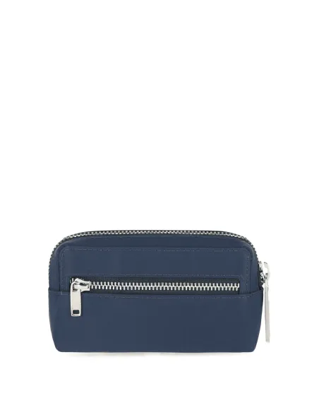 Astuccio portachiavi in tessuto riciclato con due anelli blu