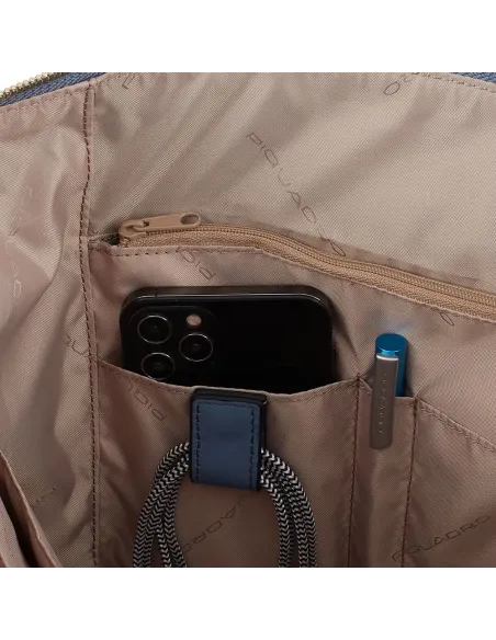 Piquadro Circle leather shopping bag black