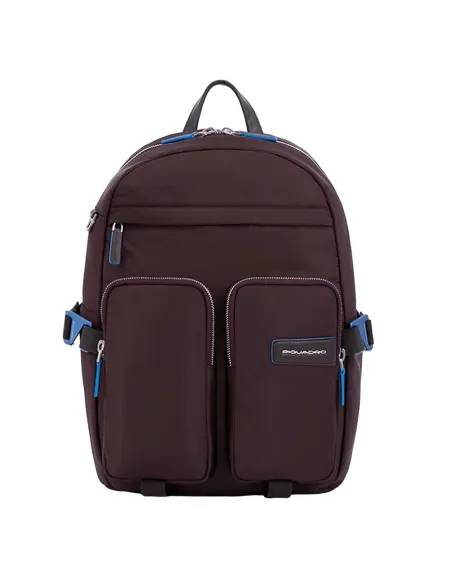 Zaino porta PC da 14" in tessuto rigenerato e pelle marrone scuro