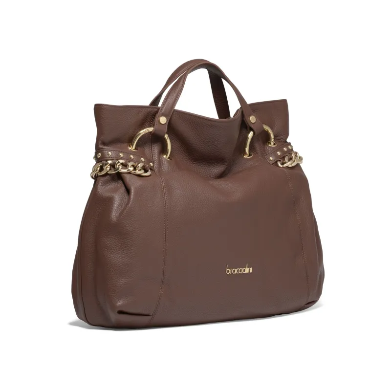 Borsa due manici in pelle Braccialini Nora marrone 2