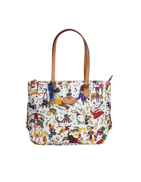 Piero Guidi Magic Circus Medium shopping bag white-brown