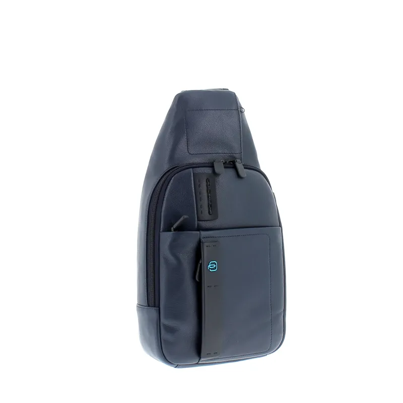 Leder-Querträgertasche Piquadro Pulse blau 2