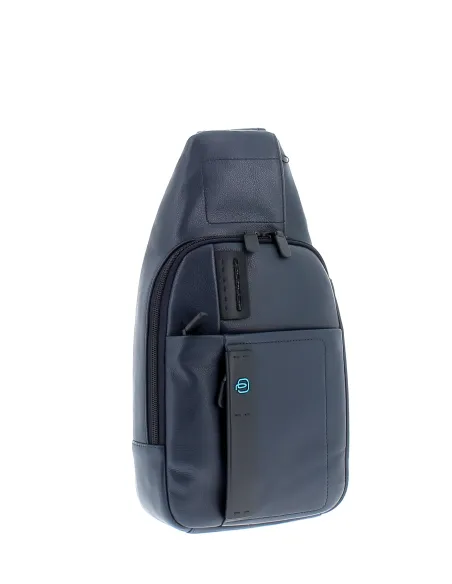 Piquadro Pulse Leather Mono sling bag blue