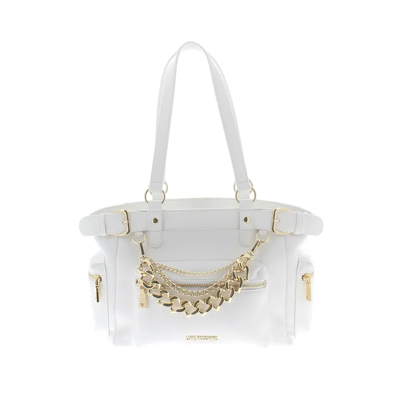 Love Moschino Shopping bag with chain accessory white