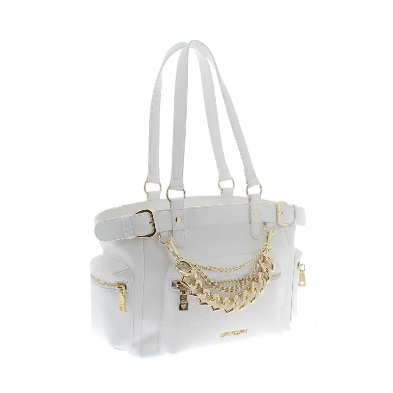 Love Moschino Shopping bag with chain accessory white 2