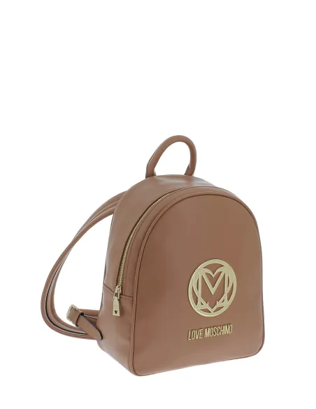 Love Moschino Damen-Rucksack mit Metall-Logo auf der Vorderseite, braun