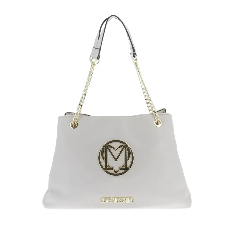 Moschino Einkaufstasche mit drei Fächern, Elfenbein