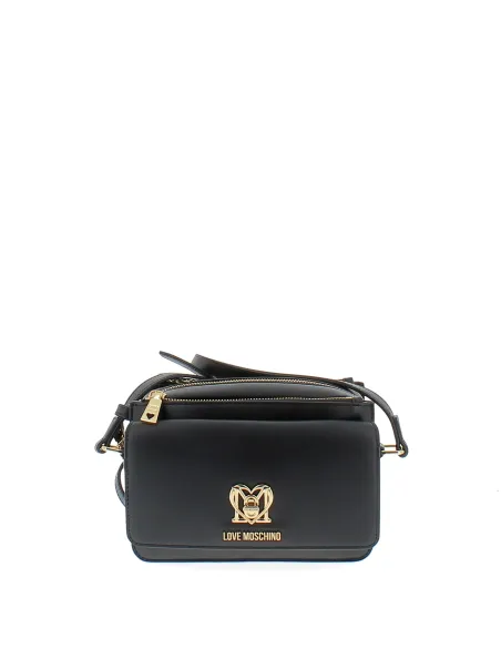 Borsa a tracolla con tasca frontale Moschino nera