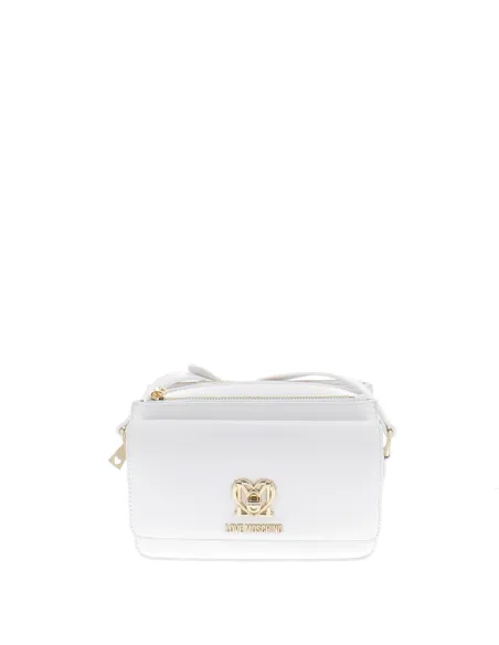 Borsa a tracolla con tasca frontale Moschino bianca