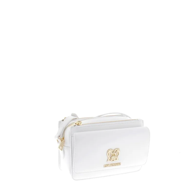 Borsa a tracolla con tasca frontale Moschino bianca 2