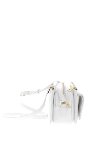 Borsa a tracolla con tasca frontale Moschino bianca