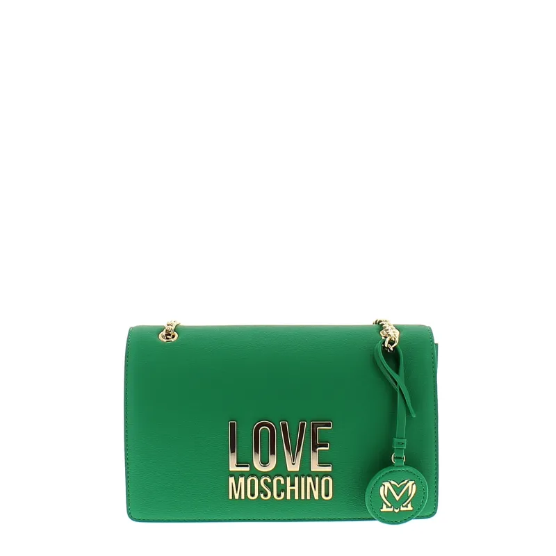 Borsa a spalla con logo frontale in metallo Love Moschino...