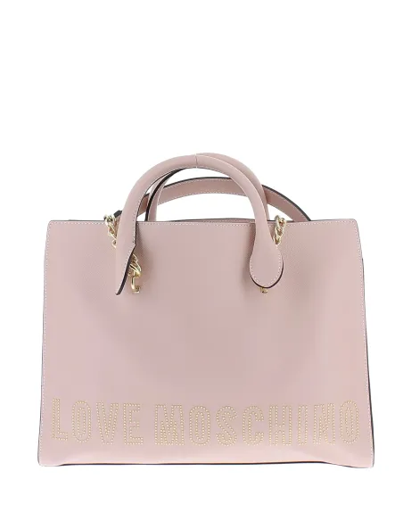 Shopping bag with two handles and two shoulder straps, light pink