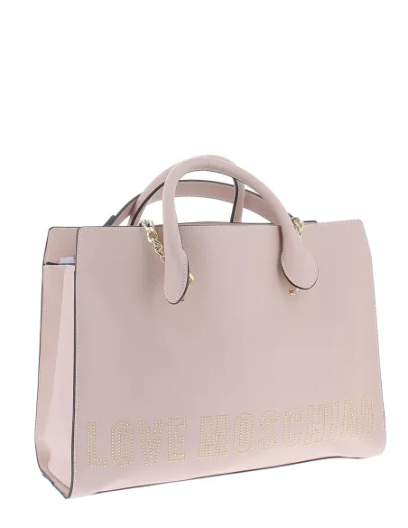 Shopping bag with two handles and two shoulder straps, light pink