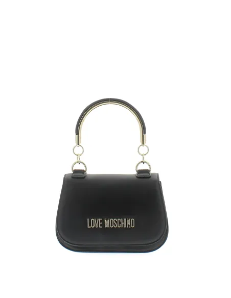 Borsa donna piccola con un manico in metallo Love Moschino nera