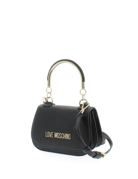 Borsa donna piccola con un manico in metallo Love Moschino nera