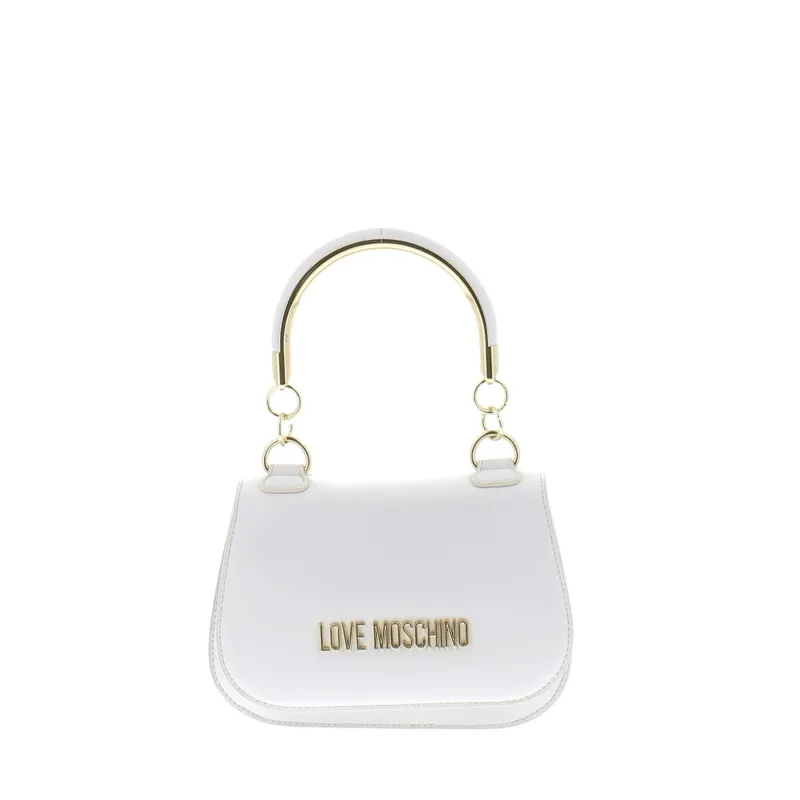 Love Moschino Kleine Damentasche mit Metallgriff, weiß