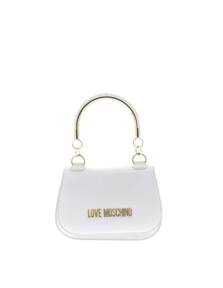 Love Moschino Kleine Damentasche mit Metallgriff, weiß