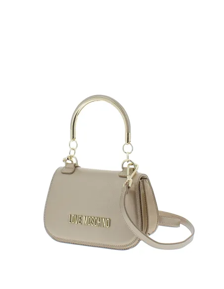 Borsa donna piccola con un manico in metallo Love Moschino oro