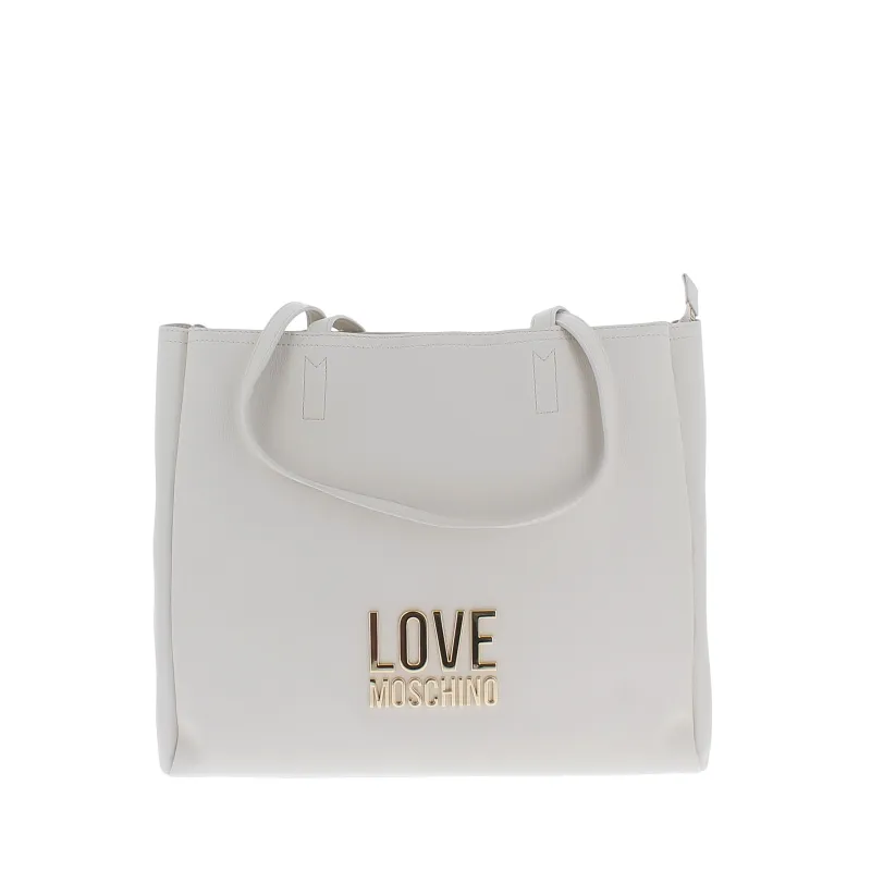 Love Moschino Shopping bag with zip fastener, ivory