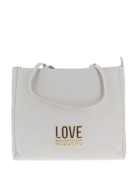 Love Moschino Shopping bag with zip fastener, ivory