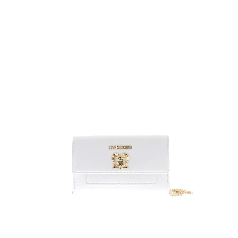 Love Moschino clutch bag with flap closure, white