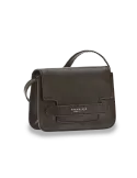 Tracolla in pelle con pattina nero