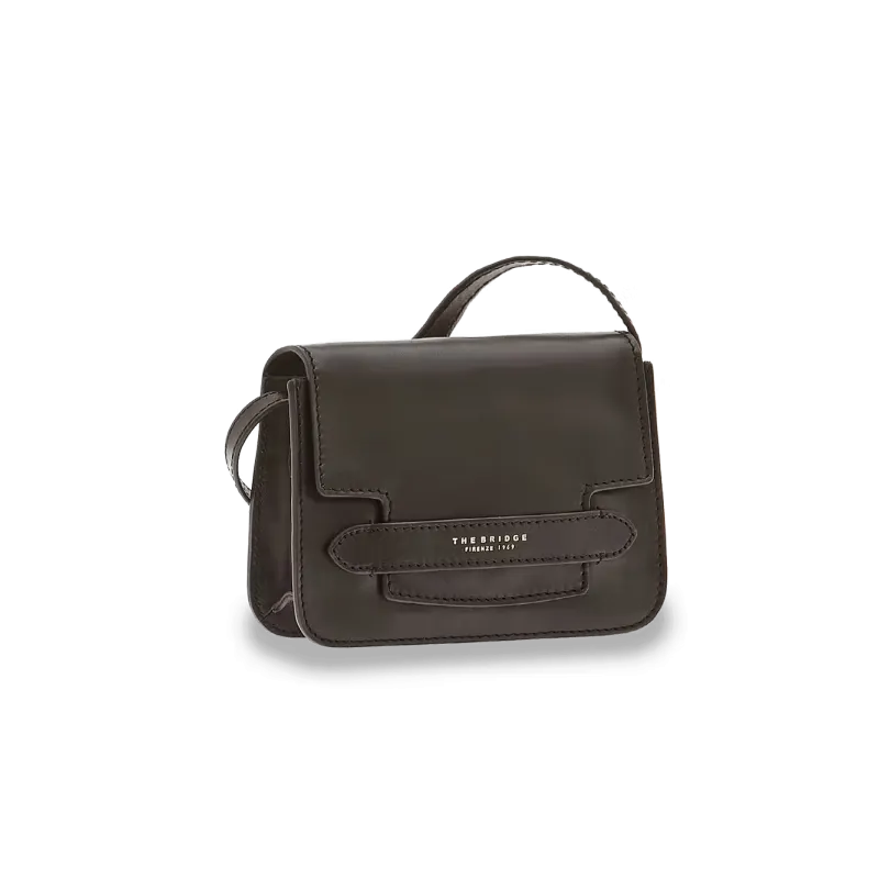 Tracolla in pelle con pattina nero