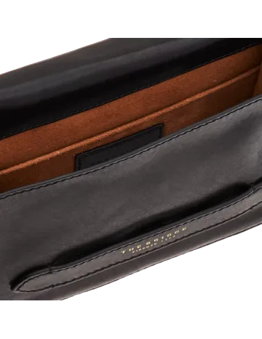 Tracolla in pelle con pattina nero