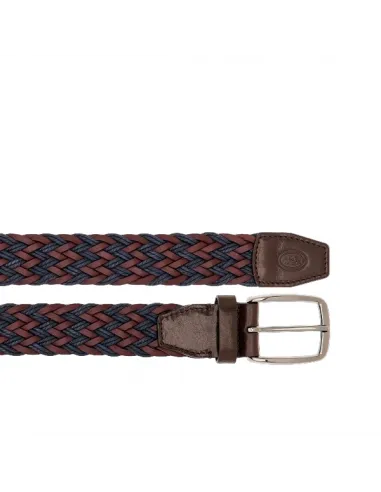 Men's woven leather belt blue-brown
