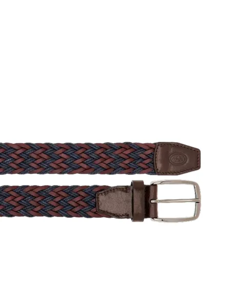 Men's woven leather belt blue-brown