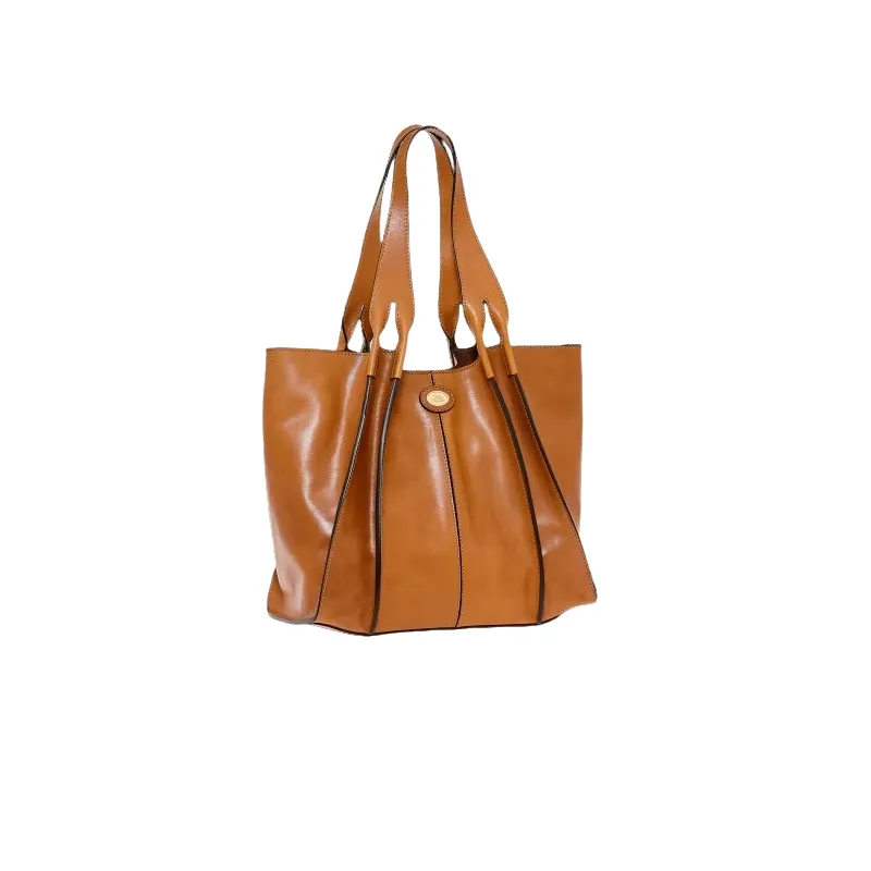 The Bridge Claudia large leather shopping bag light brown