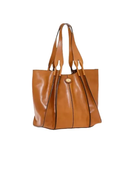 The Bridge Claudia large leather shopping bag light brown
