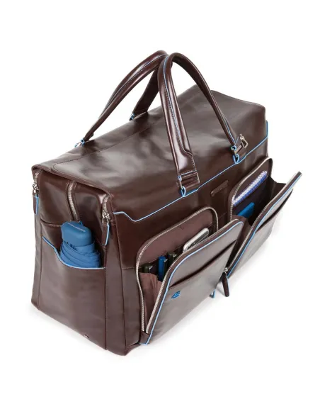 Piquadro Blue Square Duffel bag with computer and iPad® compartments, dark brown