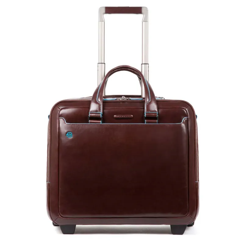 Piquadro Blue Square Wheeled laptop briefcase, dark brown
