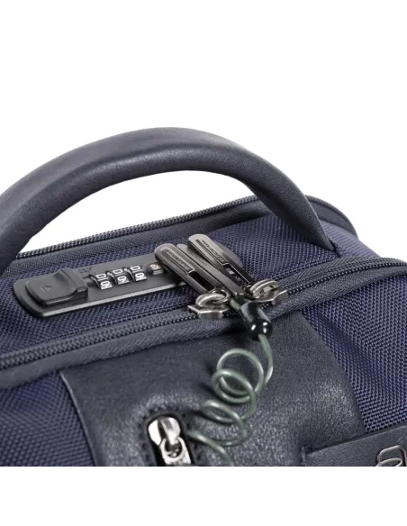 Piquadro Brief 2 Fast-Check Laptop-Rucksack mit Anti-Diebstahl-Kabel, blau
